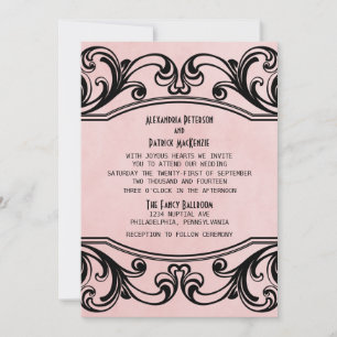 Convite de casamento Pink Vintage Swirls