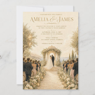 Convite de Casamento Pintura Vila Italiana Dourada
