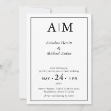 Convite de Casamento Plano Branco Minimalista Eleg