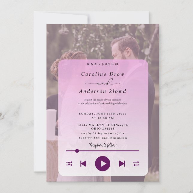 Convite de casamento Playlist (Frente)