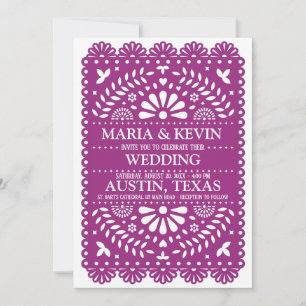 Convite de Casamento Plum Paisley Latino