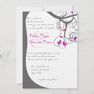 Convite de Casamento Plum Tree Swirl Plum Love Bir