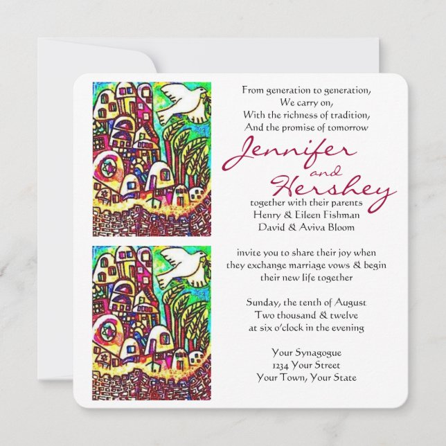 Convite de Casamento - Pomba da Cidade da Paz de I (Frente)