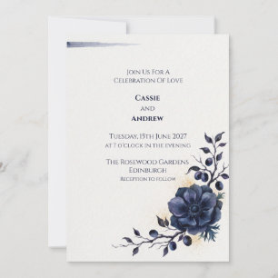 Convite de Casamento Pombo com Laço de Fita Azul R
