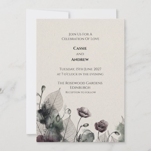 Convite de Casamento Pombo com Laço de Fita Azul R (Frente)