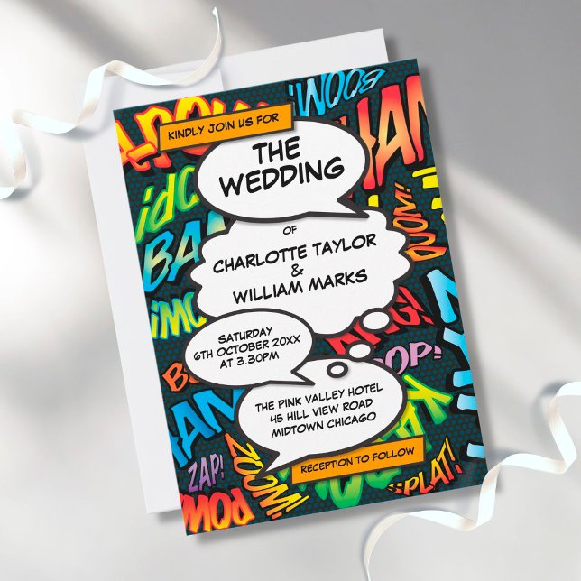 Convite de Casamento Pop Art de Quadrinhos (Criador carregado)