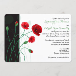 Convite De Casamento | Poppies vermelhos com preto