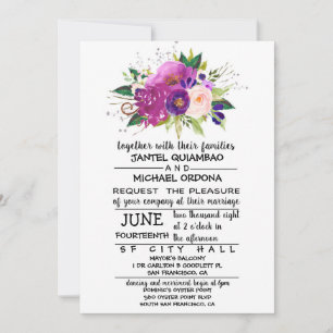 Convite De Casamento Por Aquarela De Pluma Floral