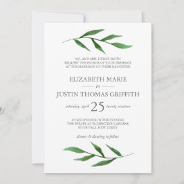 Convite De Casamento Por Aquarela Elegante De Folh