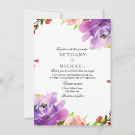 Convite De Casamento Por Aquarela Floral De Pêsseg