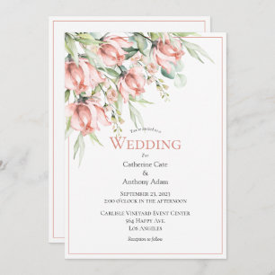 Convite De Casamento Por Aquarela Floral Elegante