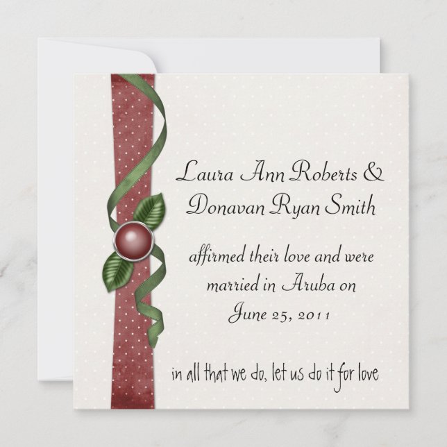 Convite de Casamento Pós-Casamento Vermelho e Verd (Frente)