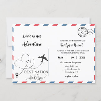 Convite de casamento postal - Casamento de destino