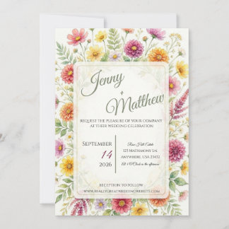 Convite de Casamento Prado de Flores Silvestres