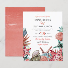 Convite de Casamento Praia de Conchas de Coral Orç