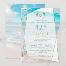 Convite De Casamento | Praia do Monograma Moderno