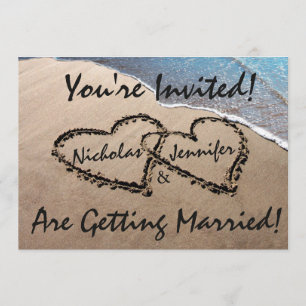 Convite de Casamento Praia Dois Corações Na Areia