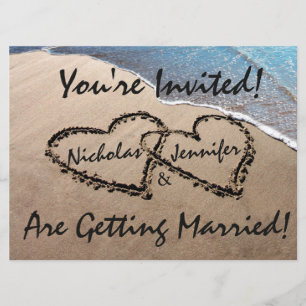 Convite de Casamento Praia Dois Corações Na Areia
