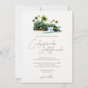 Convite de casamento - Praia Tropical em Aquarela