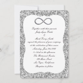 Convite de Casamento Prata Brilho Infinito Prata