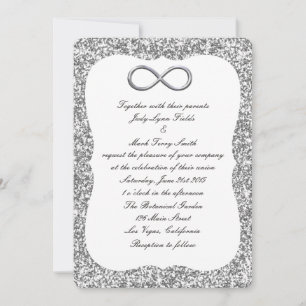 Convite de Casamento Prata Brilho Infinito Prata