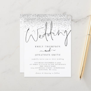 Convite de Casamento Prata Brilho Moderno Orçament