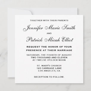 Convite de casamento preto/branco/de prata