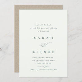 Convite de casamento preto branco de script simple