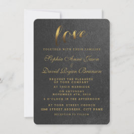 Convite de casamento Preto Com Espinho Ouro Brilha