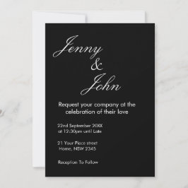 Convite de Casamento Preto com Texto Branco | Eleg