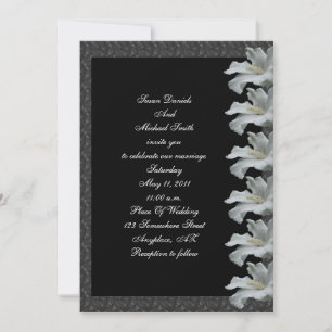 Convite de casamento Preto de Flor Branco Hibiscus