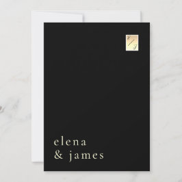 Convite de Casamento Preto Dourado Minimalista