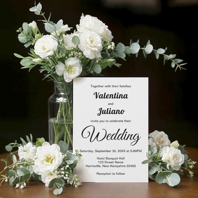 Convite de Casamento Preto e Branco (Typography style black and white wedding invitation)