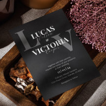 Convite de casamento preto e branco