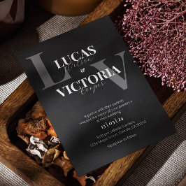 Convite de casamento preto e branco