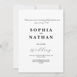 Convite de casamento preto e branco clássico