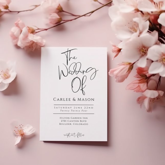 Convite de Casamento Preto e Branco Clássico Elega (Criador carregado)