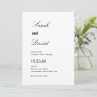 Convite de casamento preto e branco com letra de c