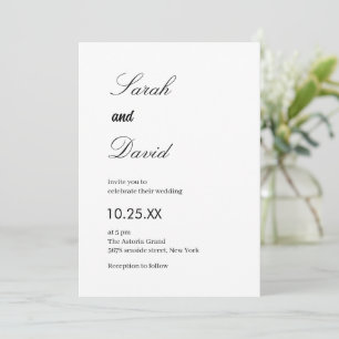 Convite de casamento preto e branco com letra de c