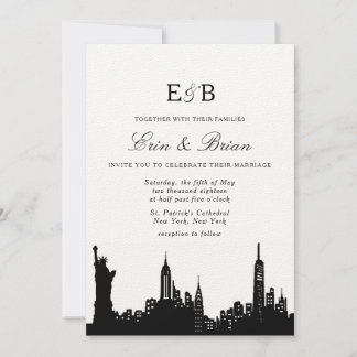 Convite de casamento preto e branco da NYC