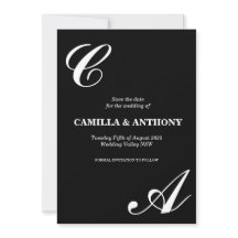 Convite de Casamento Preto e Branco Elegante
