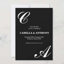 Convite de Casamento Preto e Branco Elegante