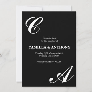 Convite de Casamento Preto e Branco Elegante