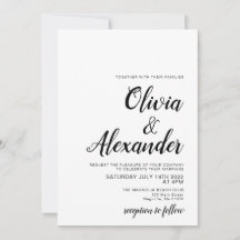 Convite de Casamento preto e branco Elegante