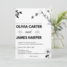 Convite de Casamento Preto e Branco Elegante