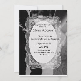 Convite de Casamento Preto e Branco Elegante