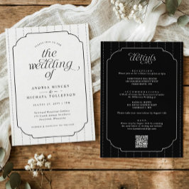 Convite de Casamento Preto e Branco Listrado Prepp