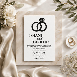Convite de Casamento Preto e Branco Minimalista CU