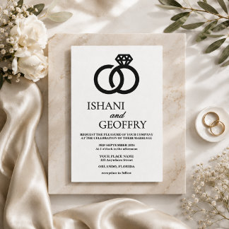 Convite de Casamento Preto e Branco Minimalista El