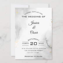 Convite de Casamento Preto e Branco Moderno